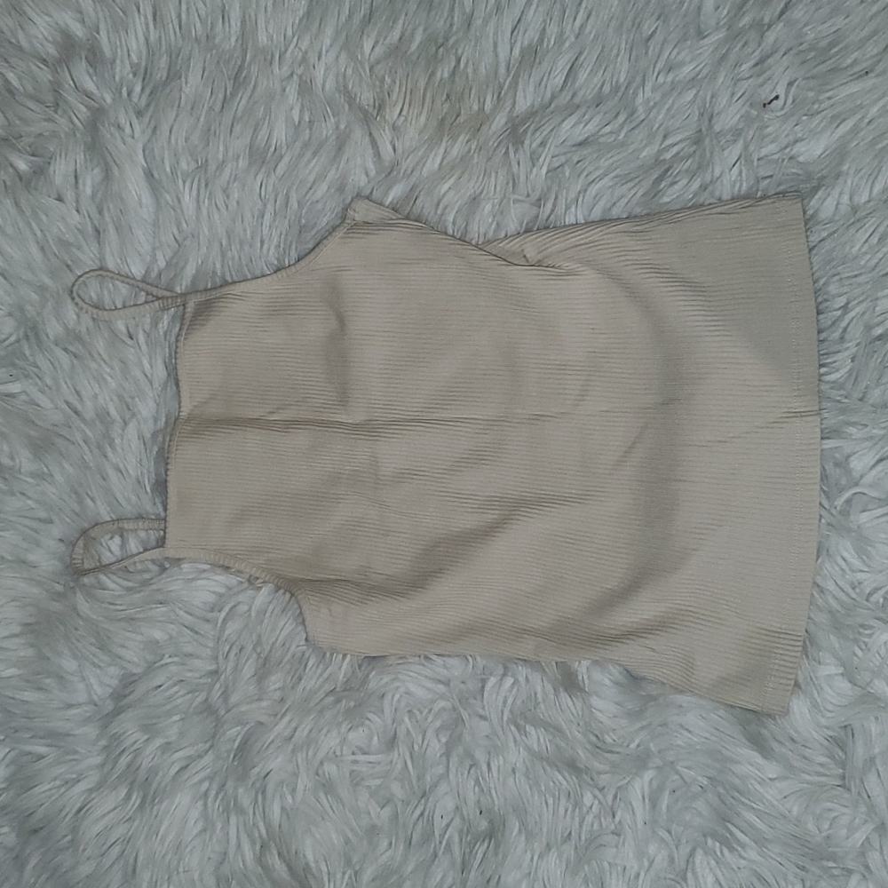H&M Beige Ribbed Tank Top – Size 4